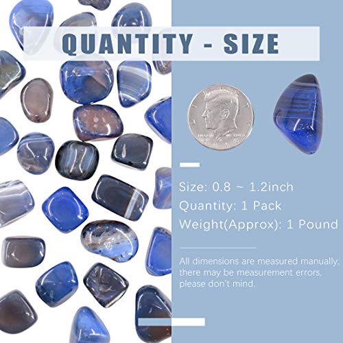 Swpeet 1Pound Marine Agate Bulk Stone Large Gemstone Crushed Pieces 0.75-1"inch Tumbled Stone Chips Crushed Natural Crystal Quartz Perfect for Jewelry Making Home Decoration Blue