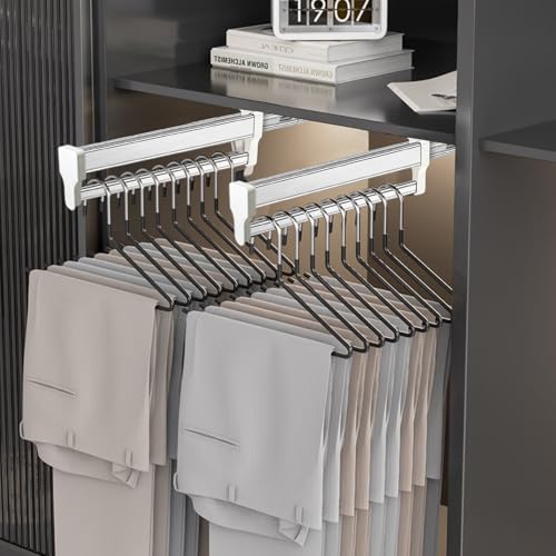 Pull Out Closet Rod, Closet Valet Rod Slide Out, Pants Rack 13.7inch White 347mm/13.7inch