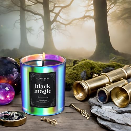 BCNY Black Magic Candle – Cool Spiritual Scented Black Candle Enchantment, Scented Aromatherapy Soy Candles Gifts for Men Women – Transform Your Home with Mystical Ambiance – Handcrafted in USA
