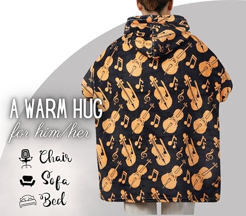 Huglanket Cello Gifts for Cello Player, Blanket Hoodie for Cellists, Men, Women on Birthday, Christmas