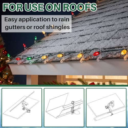FoldTier 200 Pcs Christmas Multi-Directional Gutter Light Clips
