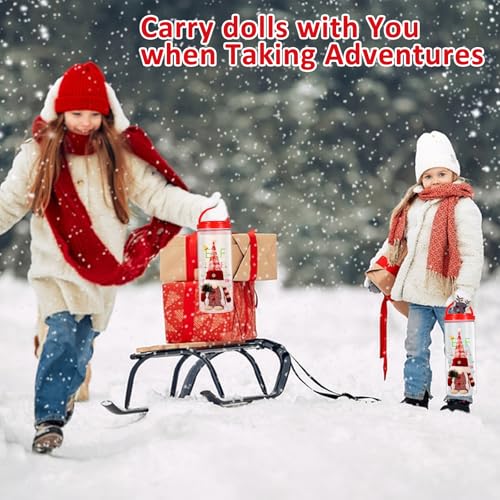2 Pack Christmas Elf Carrier 4.7 x 4.7 x 12.2 Inch Plastic Elves Carrying Case with Lids Handle Holiday Elf Decoration Container for Xmas Holiday Family Travel Adventures Gift