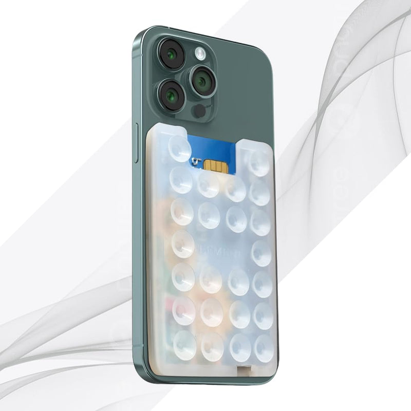 [Australia - AusPower] - Suction Phone Card Holder Mount, suciton phone card case, Phone Wallet, Silicon Adhesive Phone Accessory iPhone and Android, Hands-Free Mirror Shower Phone Holder, TikTok Videos and Selfies (White) White 