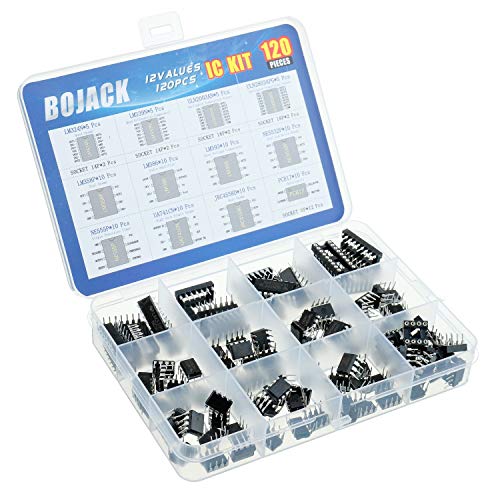 BOJACK Opamp Timer Darlington Photo Coupler LM324 LM339 ULN2003AN ULN2803APG LM358P LM386 LM393 NE5532P NE555P UA741CN JRC4558D PC817 IC Assortment Kit