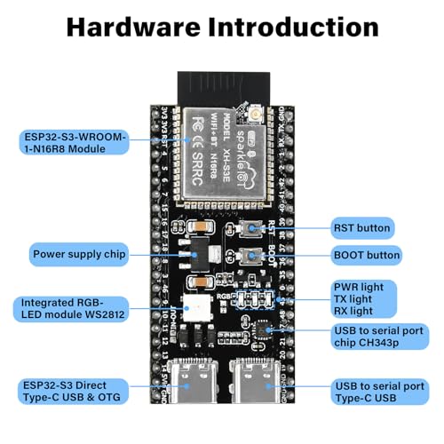 diymore 2 pieces for ESP32-S3 DevKitC-1 N16R8 module, for ESP32 S3 1-N16R8 development board with WiFi, Bluetooth 5.0, USB C connectable antenna with antenna ESP32 S3 with antenna