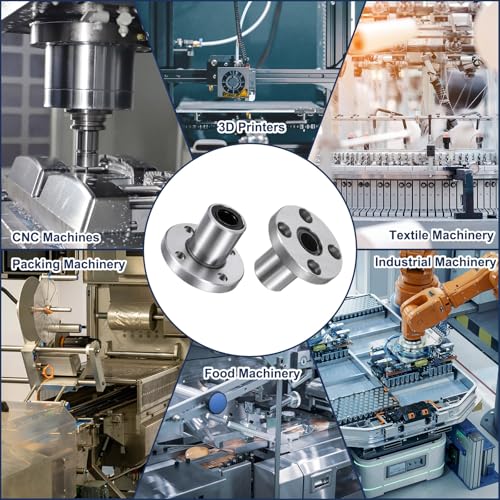 sourcing map 4 Pack LMF8UU Linear Ball Bearings, 8mm Bore Round Flange Linear Ball Bearings Flange Motion Bushing with Double Side Rubber Seal ABEC3 for CNC, 3D Printer
