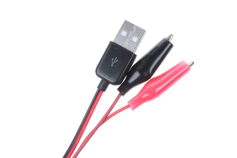[Australia - AusPower] - 3Pcs Alligator Clip to USB Male Test Wire Adapter Red Black Wire Alligator Clip Test Cable 60cm/ 1.96 ft 