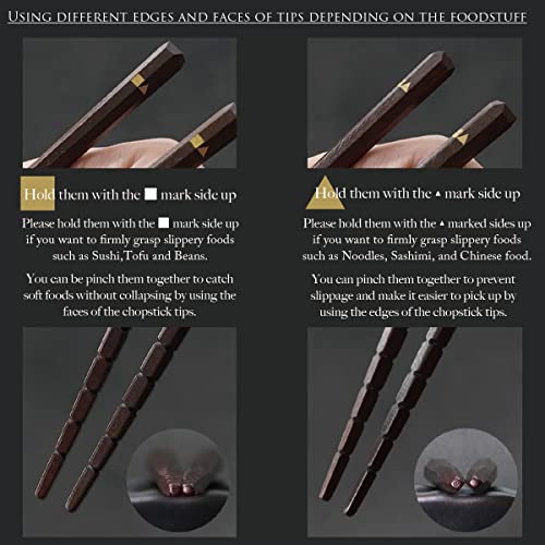 Japanese Natural Wooden Reusable Chopsticks 9.1 Inches 2 Pairs with Holders Gift Set for Couple in Box Made in Japan Japanese gifts For Ramen noodles