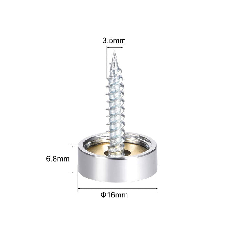 [Australia - AusPower] - uxcell Mirror Screws Decorative Cap Cover Nails Polished Stainless Steel 16mm 8pcs Silvery 