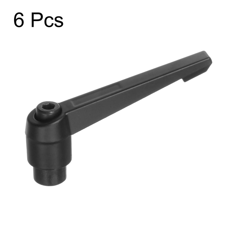 [Australia - AusPower] - 6pcs Adjustable Clamping Lever Handles M10 Female Thread Knobs Rotating Screw Locking Quick Release Ratchet Push Button Handle, Black M10 x 80mm 