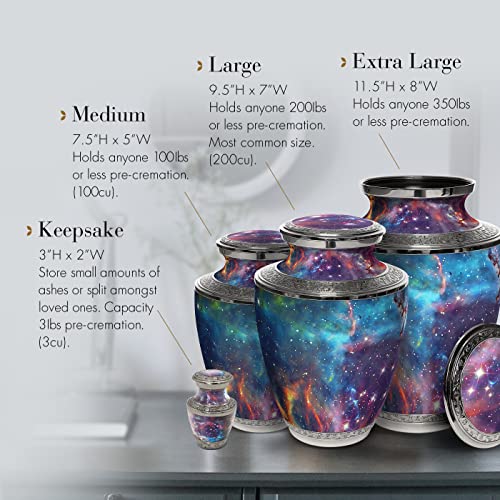 Galaxy Small Urns for Human Ashes Set of 4 Mini Urns or Keepsakes Galaxy