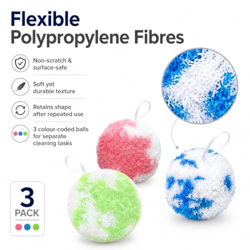 Bathroom Cleaning Ball Set of 3 Ceramic Sink Cleaning Brush Highly Efficient Cleaner for Sinks, Worktops, Tiles, Taps and Shower Heads