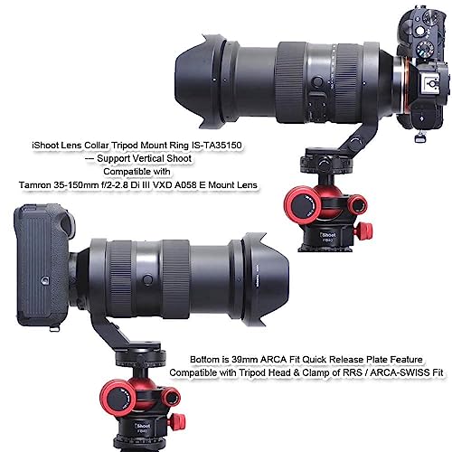 Metal Tripod Mount Ring Lens Collar Compatible with Tamron 35-150mm f/2-2.8 Di III VXD A058 E Mount, Lens Support Holder Bracket Bottom is Arca-Swiss Fit Quick Release Plate Feature Dovetail Groove