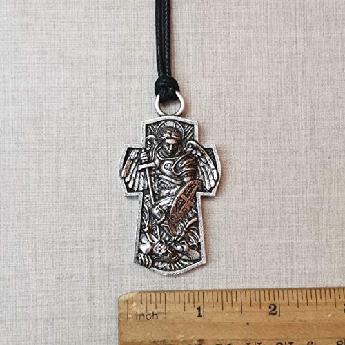 Archangel Michael St.Michael Protection Pendant Protect Me Saint Patron Shield Massive Prayer MEDA Necklace
