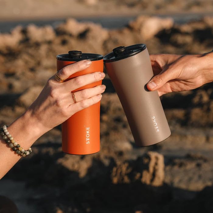 Sttoke Leakproof Lid Shatterproof Tumbler, Powder Coating - Willow Grey, 6.9-inch Height, 16 oz.