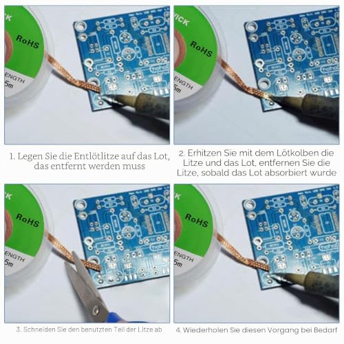 7 Rolls Desoldering Braid Desoldering Wire with Flux Soldering Wick Desoldering Braid Wire Desoldering Braid Wire Solder Solder Remover for Soldering Iron Station (Size: 1.0/1.5/2.0/2.5/3.0/3.5mm)