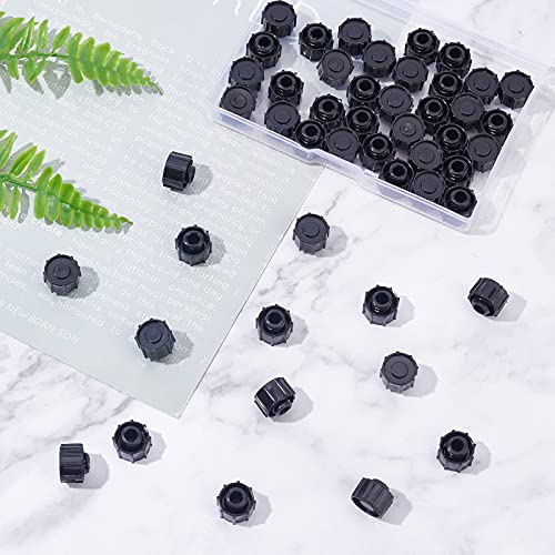 OLYCRAFT 50 Pieces Sealing Caps for Disposable Syringes Syringe Tip Caps Luer Lock Tip Syringe No Needle Tip Cap for Feed Pipes Black Syringe Cap with Transparent Container Black cylinder lace cap