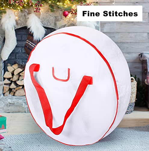Christmas Wreath Storage Bag 36inch -Large Christmas Wreath Storage Container-Durable Oxford Fabric, Dual Zippered, Easy to Slip The Wreath in & Out, Protect Wreath Garlands from Dust-White,Pack of 2 White, 2pack 36 X 8 inch