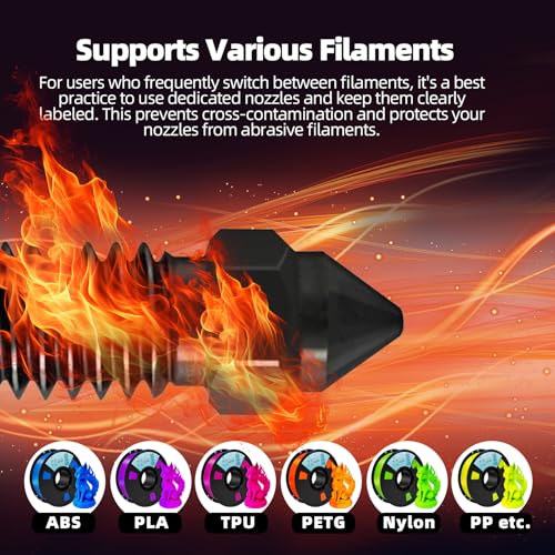 IdeaFormer 5 x 0.8 mm Hardened Steel Nozzle for Elegoo Centauri Carbon, Hardened Steel Nozzle with 2 x Silicone Nozzle Brush Centauri Carbon Nozzles