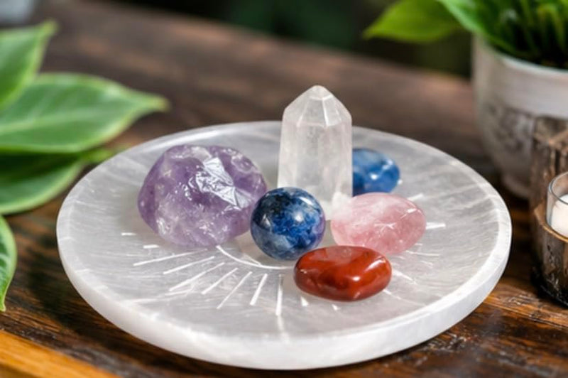 Natural Selenite 3 inch Round Etched Charging Plate For Crystal Healing Wellness Positive Energy