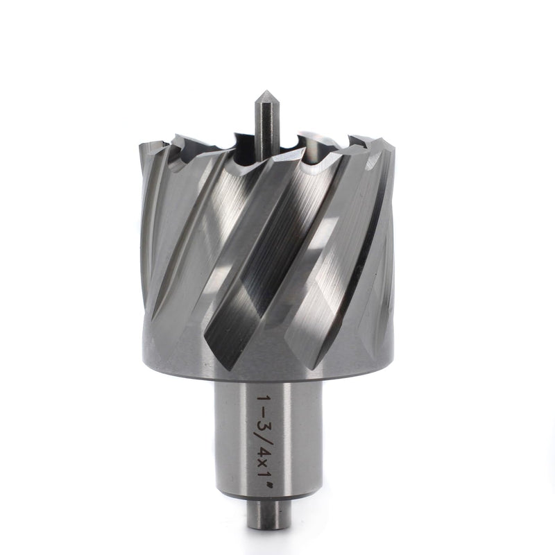 OSCARBIDE 1-3/4"x1 Annular Cutter,1-3/4 inch Cutting Diameter,1 inch Depth of Cut,3/4 inch Weldon Shank 2 Flat Mag Drill Bit with Pilot Pin for Magnetic Drill Press,1 Piece