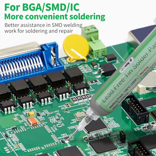 Syringe Soldering Paste, Soldering Paste Sn42Bi58, Lead-Free Low Temperature 138°C, 40g | Gruiqrd Lead Free Flux Solder Flux Tin Paste for BGA LED SMD SMT Solder (1.41oz)