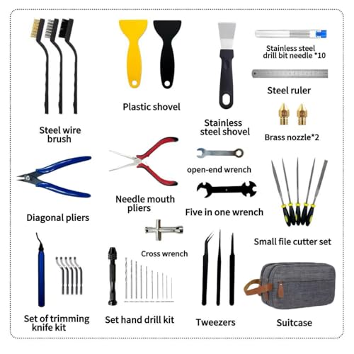 50 PCS 3D Printer Tools Kit,3D Printing Accessory Kit with Storage Bag,3D Printer Accessory Complete Multi-Tool Set-Removing Tools,Cleaning Tools,Preprocessing Tools,Finishing Tools L