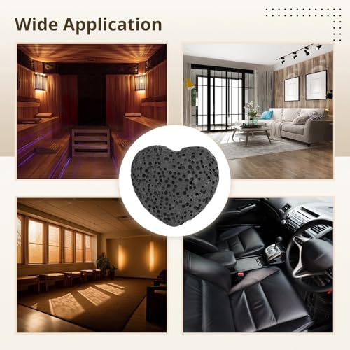 10 PCS Rock Essential Oil Diffusers, Heart Shape Lava Rock Stone Diffuser, Black Lava Rock Diffuser, Pocket Stone Diffuser for Home, Offices, Cars, Yoga, Sauna, SPA