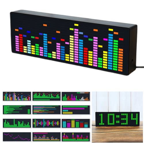 ZYWUOY LED Music Spectrum Display Module, LED Music Audio Spectrum Display, VU Meter, VFD Audio Atmosphere Display, Clock B
