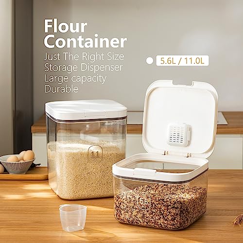Flour Container 20LBS - 10 L /10.5 QT /10 KG - Rice Container Storage Food Grain Container Bins Household for Kitchen Pantry Organization (11L) 11 L