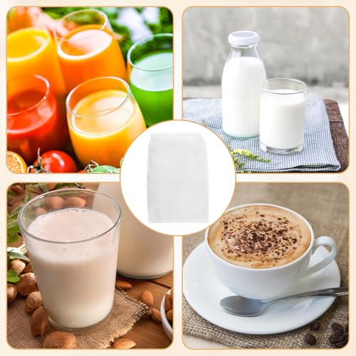 Pack of 6 Nut Milk Bags, 200 Mesh Reusable Straining Cloth, Cheese Cloth, Fine Mesh Filter Cloth with Drawstring, Organic Washable for Nut Milk, Cheese, Fruit Juice, Coffee, Yogurt, Vegetable Juice (20 × 30 cm)