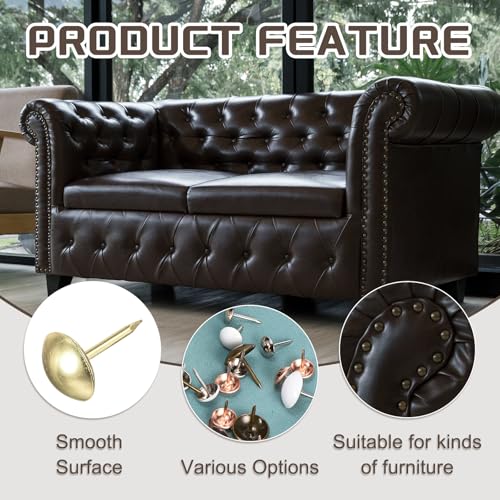 MECCANIXITY 3/4-inch round gold upholstery tacks for furniture, wall decor, and DIY projects, pack of 90