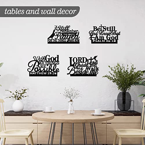 Geetery 4 Pcs Inspirational Centerpiece Table Decorations Blessed Wooden Signs Religious Table Decor with God Possible Biblical Verse Faith Positive Motivational Decoration for Farmhouse Living Room