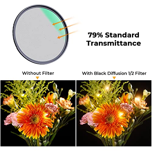K&F CONCEPT 72mm Black Diffusion 1/2 Filter Mist Cinematic Effect Filter
