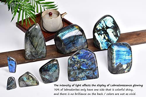 AMOYSTONE Single Decorative Stone Labradorite Polished Stone Slab Crystal Aura Healing Reiki Home Decor Small 0.8-1.3 LBS 0.8 ~ 1.3 LBS Labradorite a