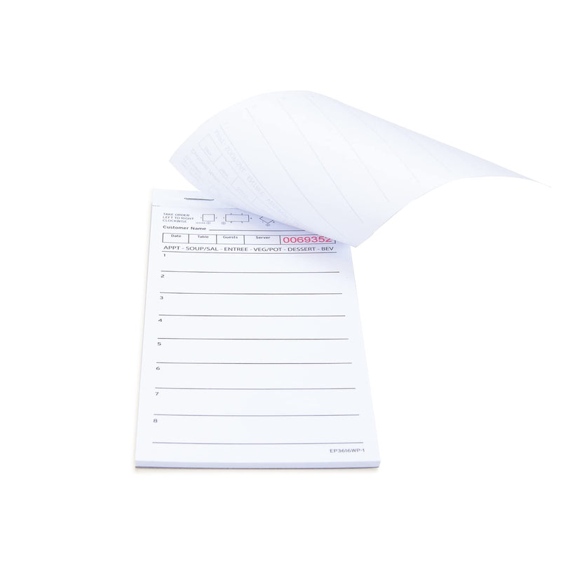 [Australia - AusPower] - Guest Check Pads EP-3616WP-1 (10 Pads), Total 500 Sheets White Waitress Notepad, Server Order Pads for Restaurant 10 pads 