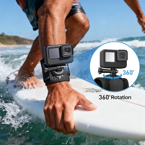 Action Camera Accessories Kit - 5-in-1 Set for GoPro Hero Compatible with All Models Head Strap, Chest Harness, Backpack Clip, 360° Wrist Strap, Storage Bag