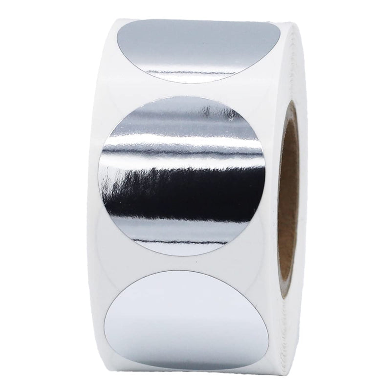 Metallic Silver Color Coding Labels for Organizing Inventory – 1 Inch Round Circle Dots, 500 Total Adhesive Stickers on a Roll – Metallic Plastic – Made in the USA Metallic Silver