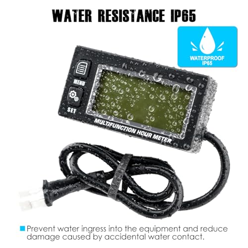 Multifunction Hour Meter, Record Total Hours & IP65 Waterproof Design for Lawn Mower Tractor Generator Compressor