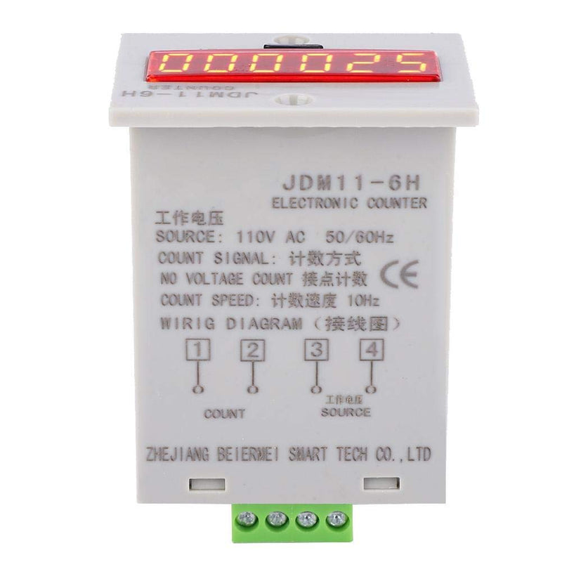 [Australia - AusPower] - 6 Digits Electronic Counter, 0-999999 Counting Range LED Digital Display Counter Relay No Voltage Counter (AC/DC110V) 