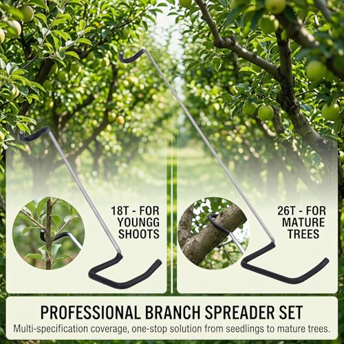 Pack of 20 Fruit Tree Branch Separators, Branch Spreader, Branch Puller, Plastic Coated Iron Wire, Gentle Bending Tool for Fruit Trees, Open Branches without Damage, Garden Accessories (Black, 18T) Black, 18t, 7"