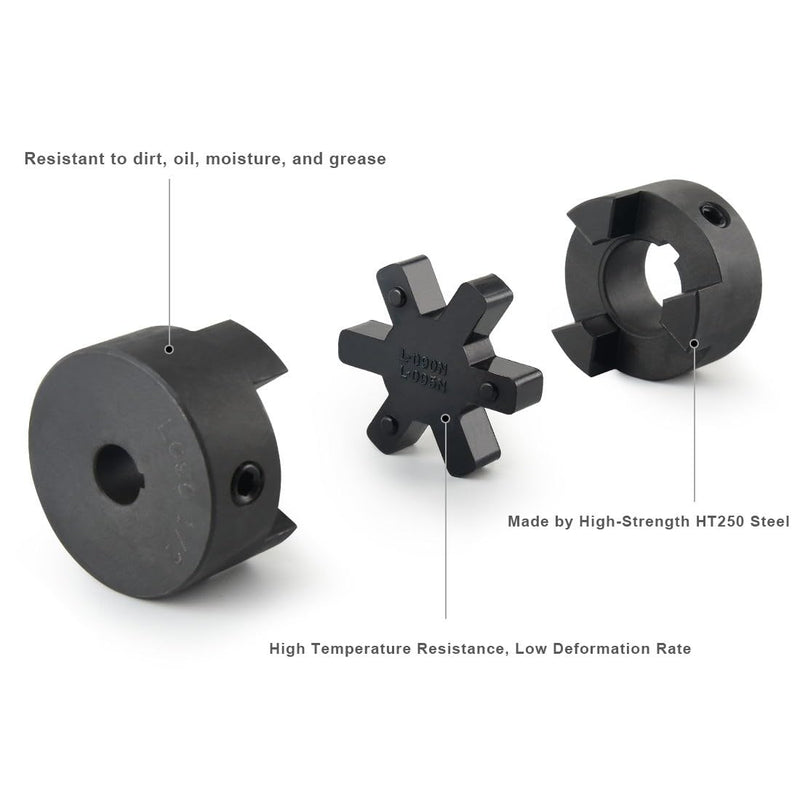 1/2" to 1" L090 3-Piece L-Jaw Coupling Set & Buna-N NBR Rubber Spider for Log Wood Splitter