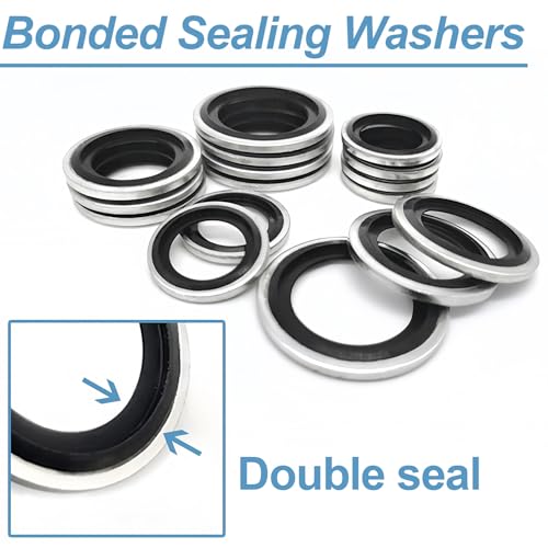 LEPEVNEY M18 bonded sealing washers, carbon steel with NBR gasket, 18.7x24.8x2mm, pack of 50