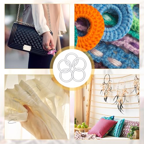 Kritkin 200-pack clear plastic scarf rings, 1-5/8 inch size, for organizing and hanging scarves efficiently.