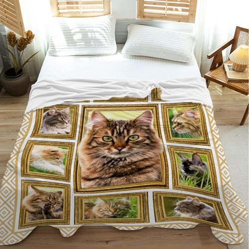 Maine Coon Cat Throw Blanket Super Soft Flannel Blanket Home Decor,Plush Fuzzy Cozy Lightweight Bed Quilt Blanket for Couch Bed Sofa All Season,60"x80"-Adults/Twin Size Maine Coon Cat2 60"x80"-Adults/Twin Size
