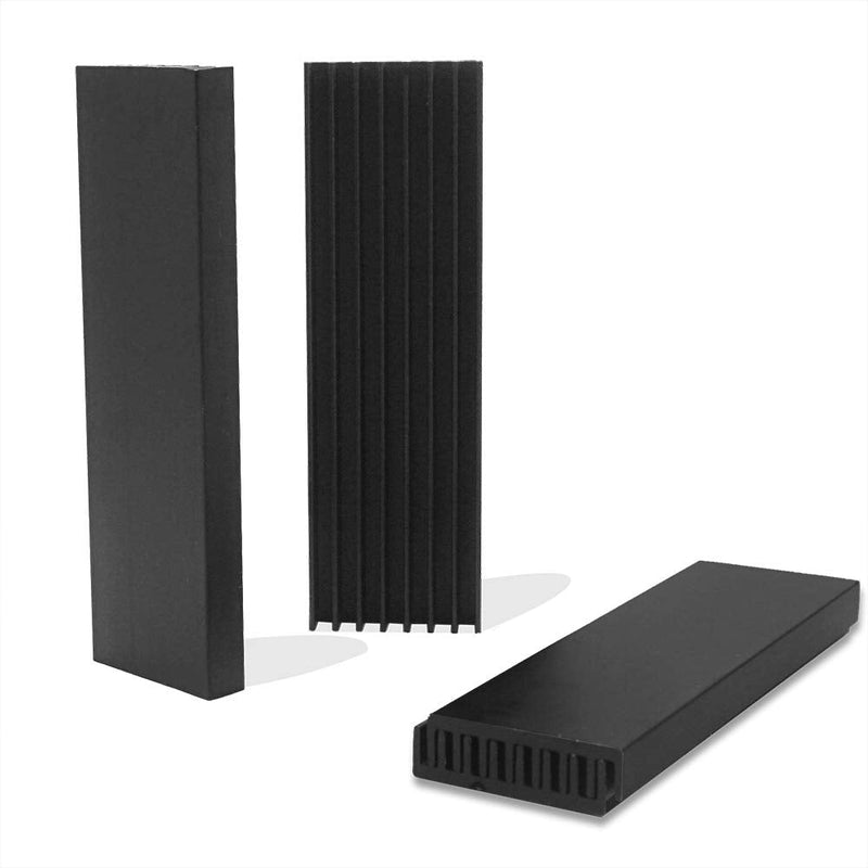 Akuoly Set of 4 Aluminium Heatsink PC Cooling Fins Cooler Set Heatsink with Thermal Adhesive Tape 70 mm x 22 mm x 6 mm Black