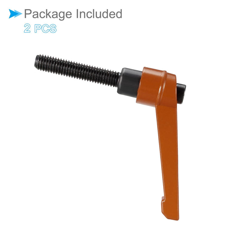 [Australia - AusPower] - Clamping Lever Handles, M8 X 40mm Male Thread, Adjustable Quick Release Locking Rotating Bolt Knobs Orange - (Applications: for Lathe Machinery), 2-Pieces 