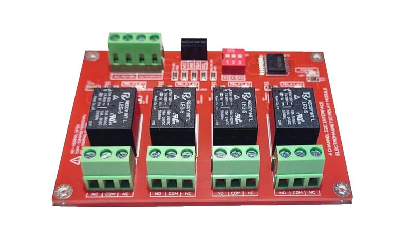 4 Channel I2C Relay Electromagnetic 3.3V 5.0V Compatible with Arduino Raspberry PI MCU DIN Rail Compatible Home Automation & DIY Projects. with Built in LED Indicators