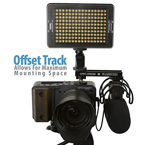 4 Inch Cold Shoe Extension Bracket - Dual Sided Camera Flash Mount with 1/4"-20 Flashner Adapter by Cam Caddie - Black 4 Inch