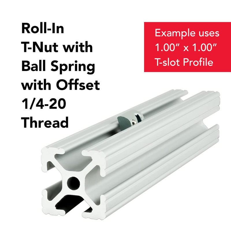[Australia - AusPower] - 8020, 3923, 10 Series 1/4-20 Steel Roll in T-Nut with Ball Spring - T Slot Accessories for Aluminum Extrusion - 80/20 Hardware Nuts (10) 